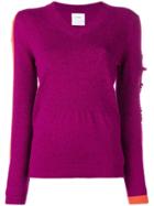 Barrie V-neck Bicolor Cashmere Pullover - Pink & Purple
