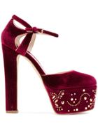 Elie Saab Embellished Platform Pumps - Pink & Purple