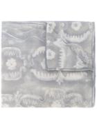Giorgio Armani - Floral Pattern Scarf - Women - Cashmere - One Size, Grey, Cashmere