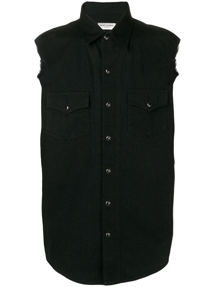 Saint Laurent Frayed Gilet - Black