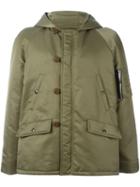 Saint Laurent Bomber Parka Coat, Men's, Size: 52, Green, Nylon/cotton