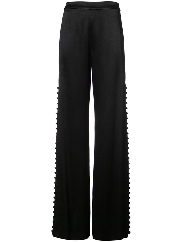 Alexis Buttoned Side Wide Leg Trousers - Black