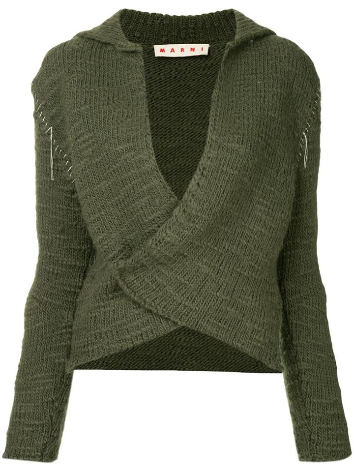 Marni Stitched Sleeve Cardigan - Green