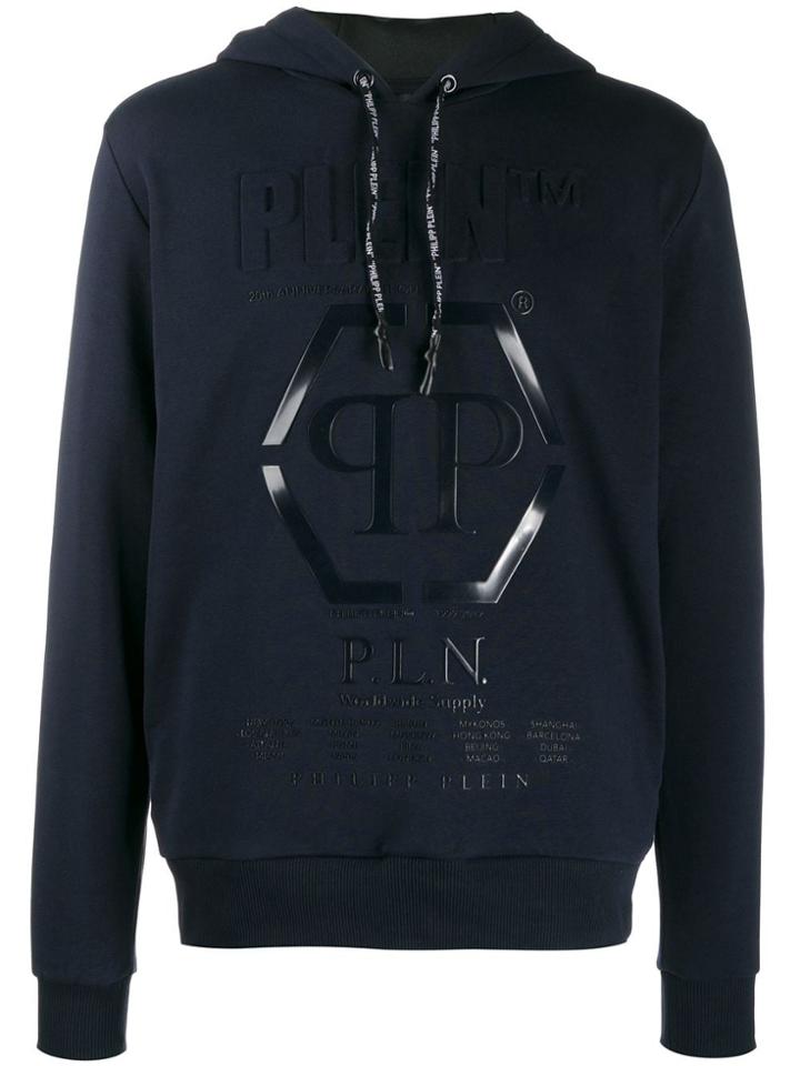 Philipp Plein Logo Drawstring Hoodie - Blue