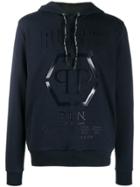 Philipp Plein Logo Drawstring Hoodie - Blue