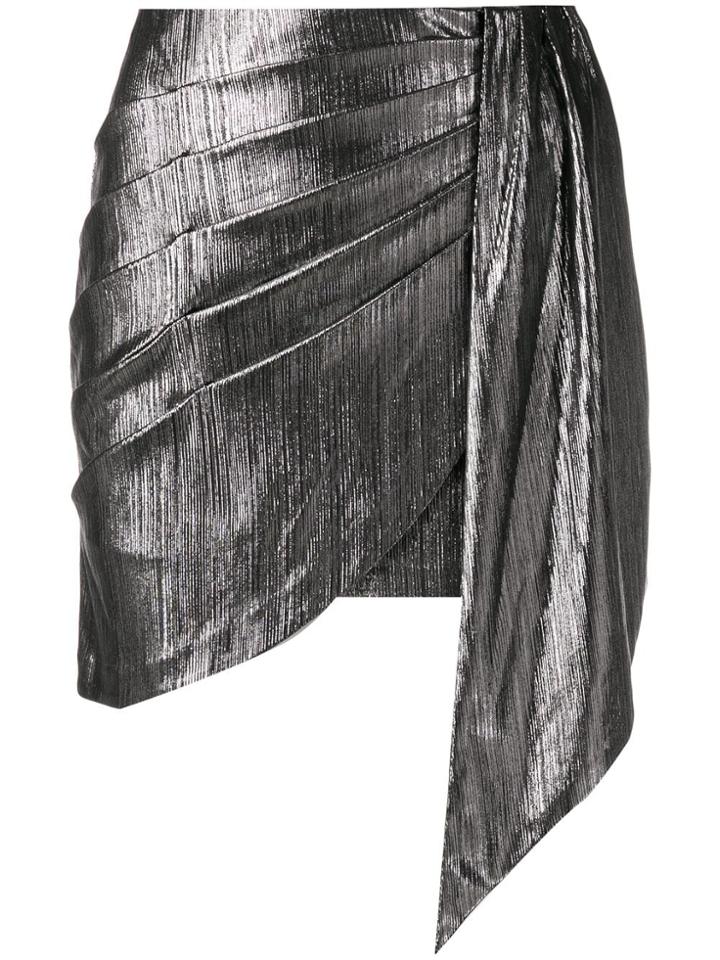 Retrofete Draped Fitted Skirt - Silver