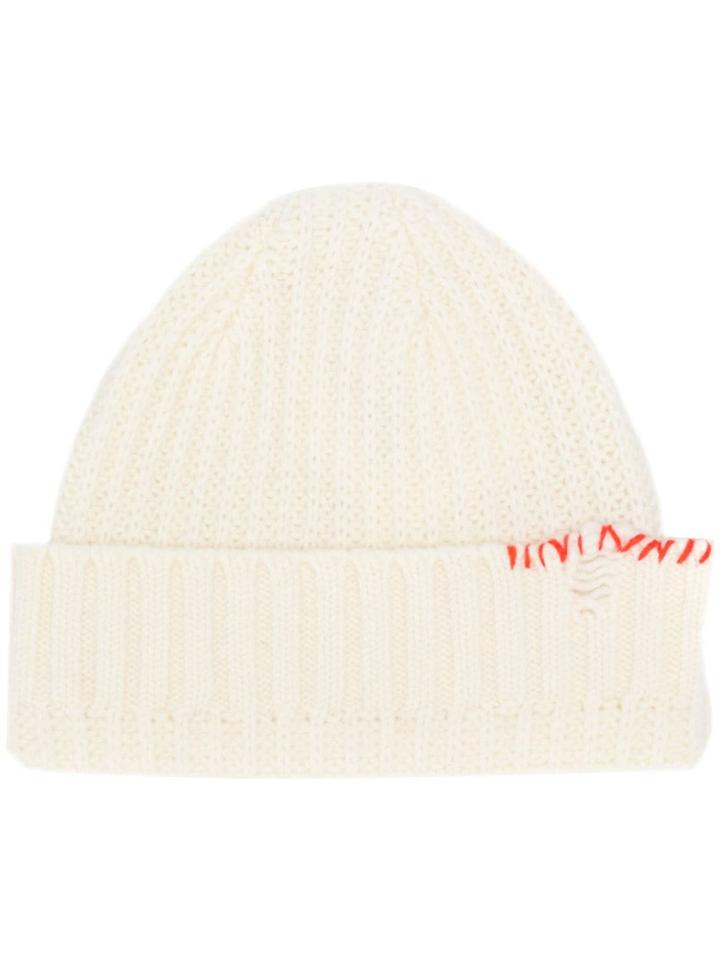 Ambush Contrast Knitted Beanie - White