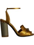 Burberry Link Detail Perspex Heel Satin Sandals - Yellow & Orange