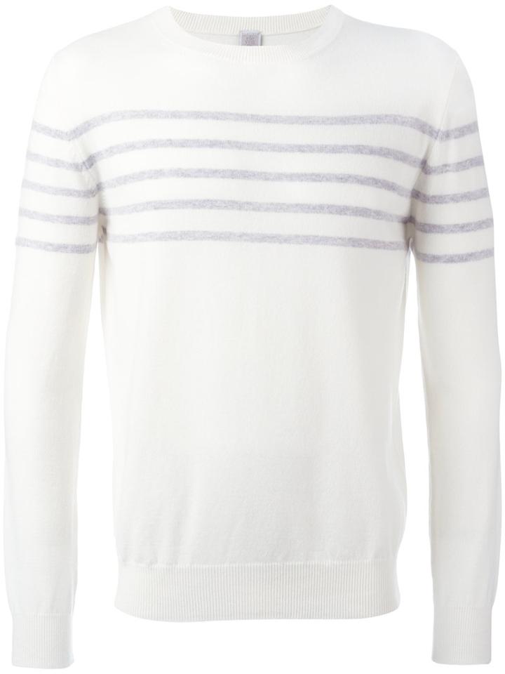 Eleventy Striped Jumper, Men's, Size: Large, White, Cashmere