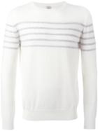 Eleventy Striped Jumper, Men's, Size: Large, White, Cashmere
