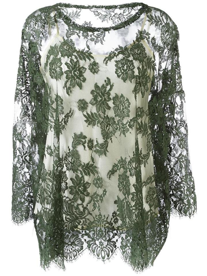 P.a.r.o.s.h. 'zaida' Blouse, Women's, Size: Medium, Green, Cotton/polyamide/acetate/viscose
