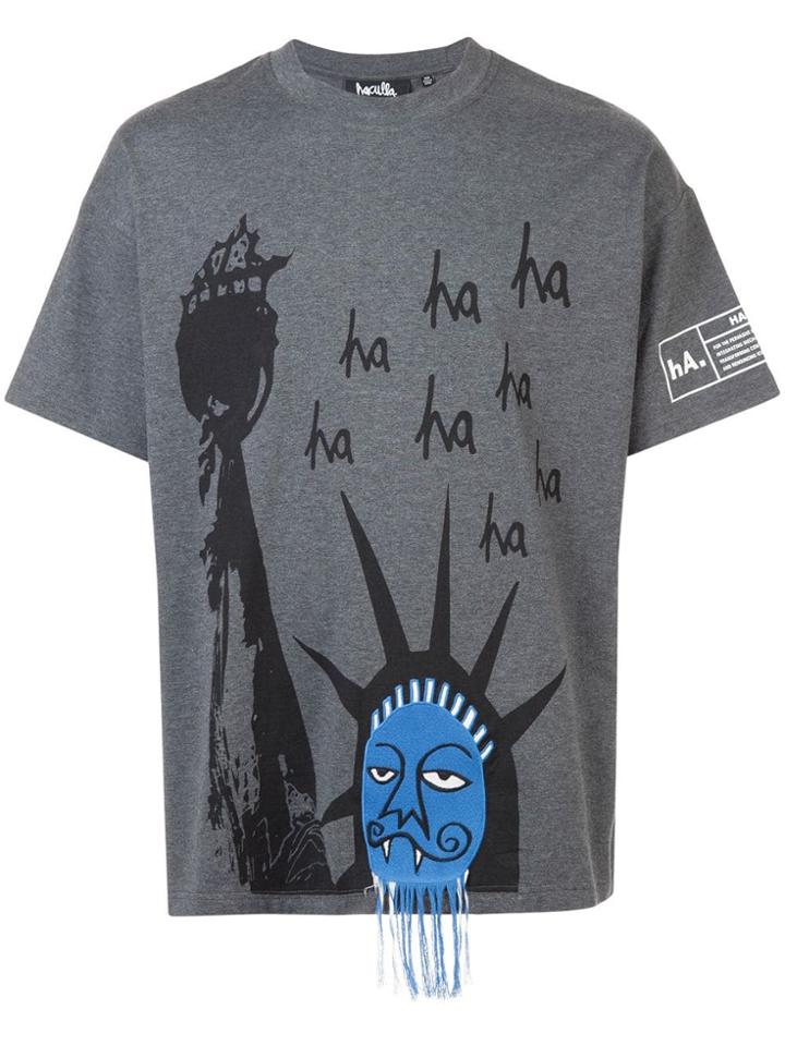 Haculla Ha Ha Liberty Drop Shoulder T-shirt - Grey