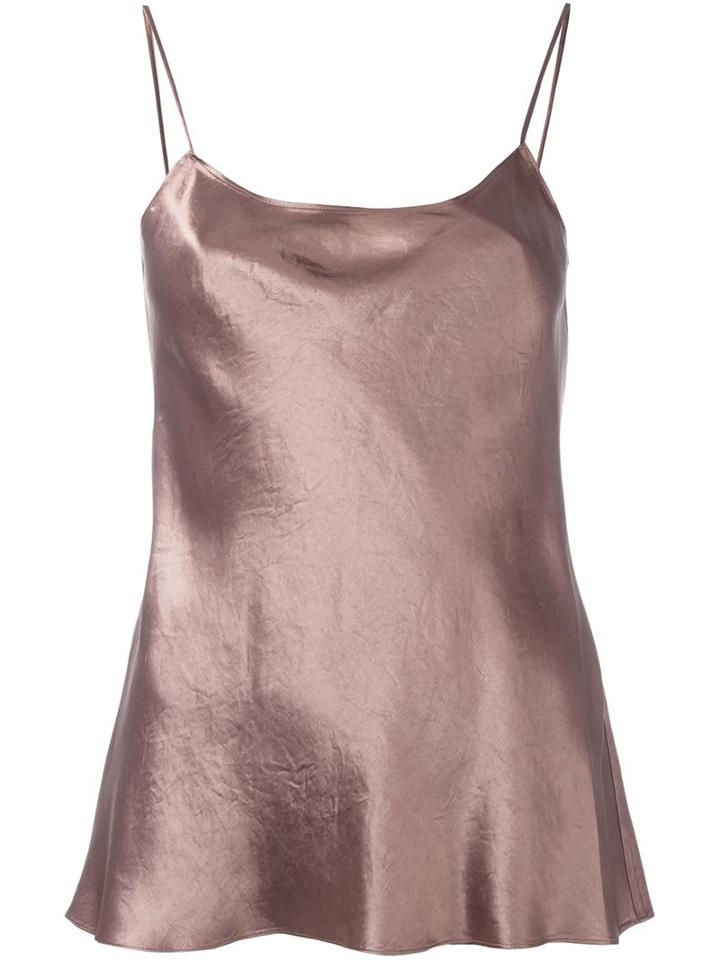 Vince Metallic Classic Blouse, Women's, Size: Small, Brown, Acetate