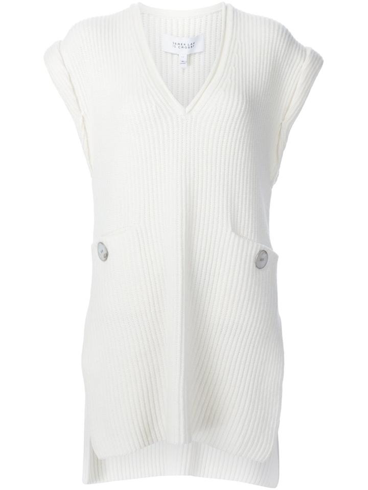 Derek Lam 10 Crosby V-neck Short Ribbed Dress, Women's, Size: Xs, White, Cashmere/wool