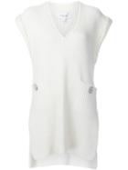 Derek Lam 10 Crosby V-neck Short Ribbed Dress, Women's, Size: Xs, White, Cashmere/wool