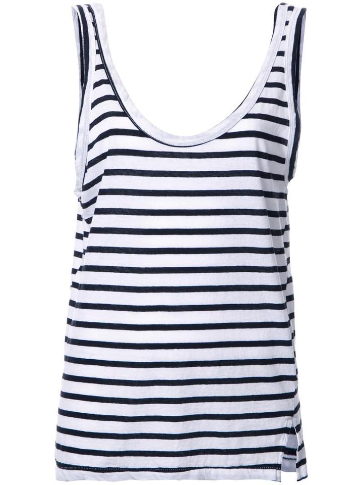 Bassike Striped Relaxed Tank Top, Women's, Size: 14, White, Organic Cotton