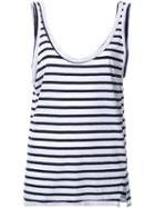 Bassike Striped Relaxed Tank Top, Women's, Size: 14, White, Organic Cotton