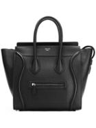 Céline Logo Print Tote Bag, Women's, Black, Calf Leather