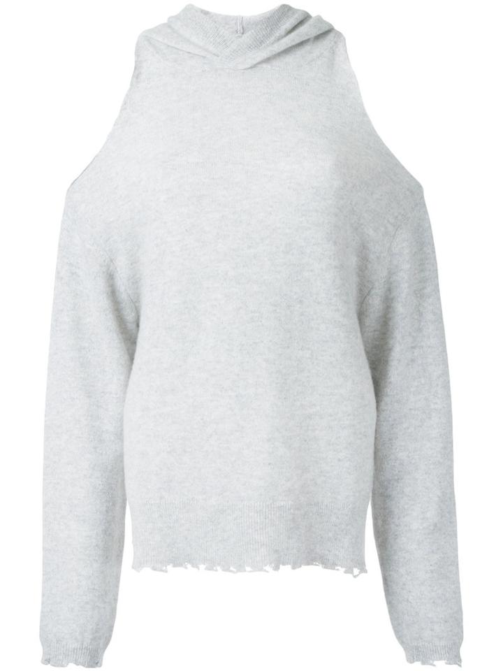 Rta Open Shoulder Hooded Top, Women's, Size: Small, Grey, Cashmere