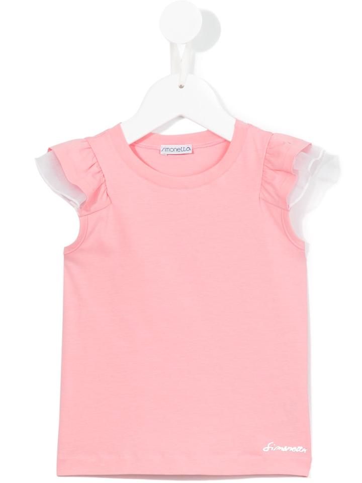 Simonetta Ruffled Cap Sleeve Top, Girl's, Size: 12 Yrs, Pink/purple