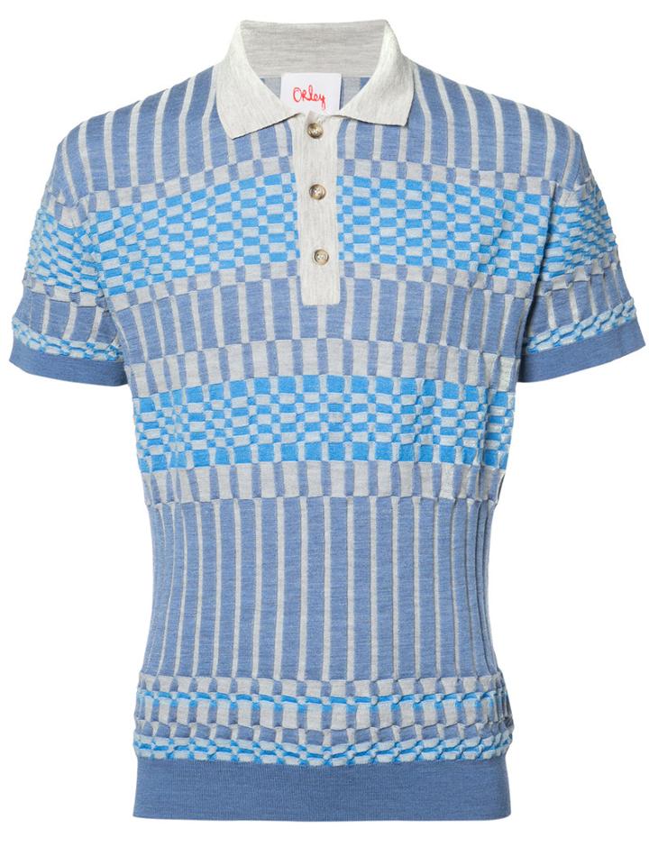 Orley - Panelled Knit Polo Shirt - Men - Merino - L, Blue, Merino