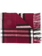 Burberry Checked Scarf - Red