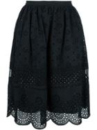 Marc By Marc Jacobs Broderie Anglaise Scalloped Skirt, Women's, Size: 4, Black, Cotton/rayon