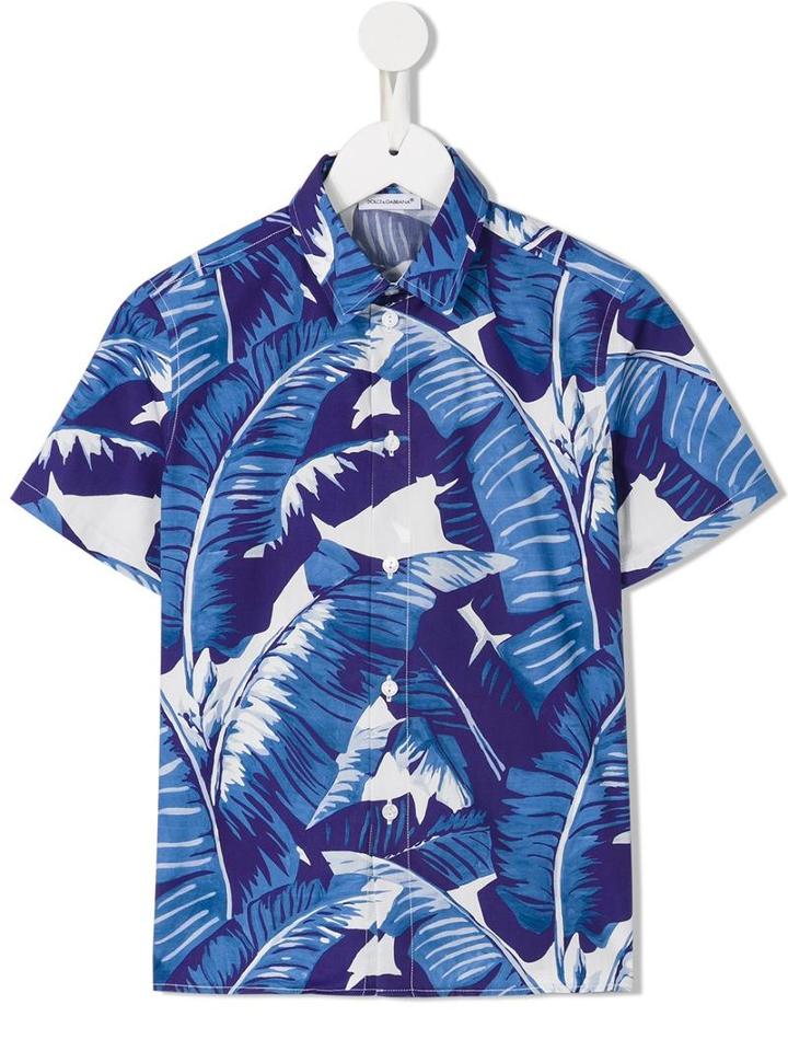 Dolce & Gabbana Kids Banana Leaf Print Shirt, Boy's, Size: 6 Yrs, Blue