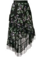Blumarine Asymmetric Floral Skirt - Black