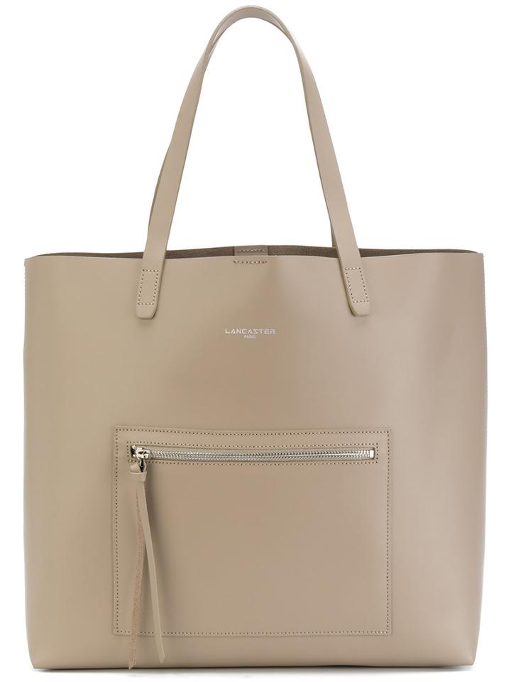 Lancaster - Large Zip Pocket Tote - Women - Leather - One Size, Nude/neutrals, Leather
