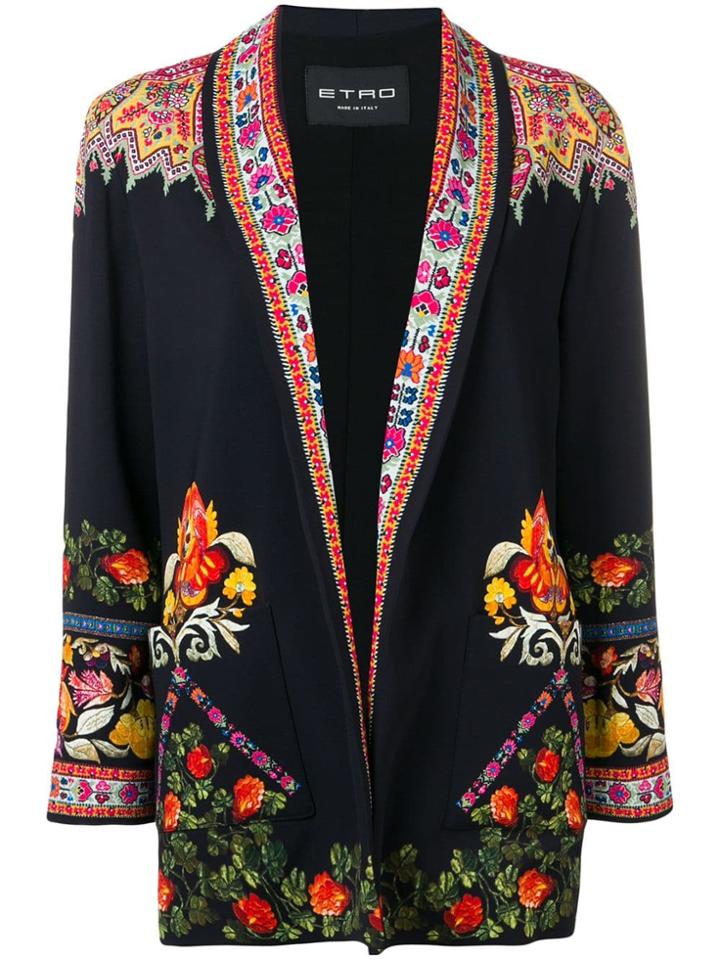 Etro Floral Print Jacket - Black