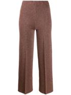 Circus Hotel Metallic Cropped Trousers - Brown