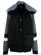 Miu Miu Knit Panel Coat - Blue