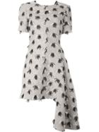 Msgm Frayed Appliqué Asymmetric Dress