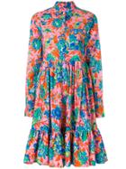 Msgm Floral Long Sleeve Dress - Multicolour