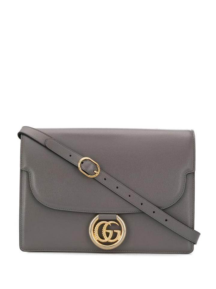 Gucci Logo Plaque Shoulder Bag - Grey