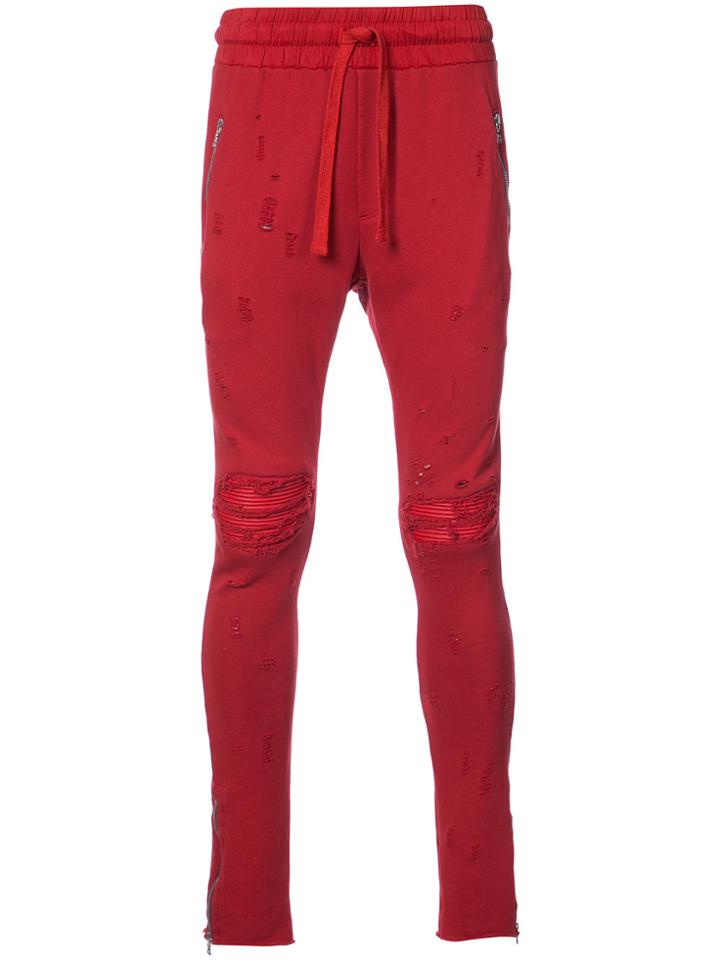Amiri Distressed Track Pants - Red