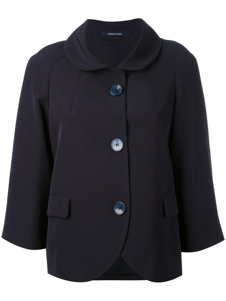 Tagliatore - Scoop Hem Jacket - Women - Polyester/spandex/elastane/cupro - 38, Blue, Polyester/spandex/elastane/cupro