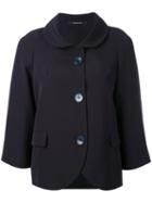 Tagliatore - Scoop Hem Jacket - Women - Polyester/spandex/elastane/cupro - 38, Blue, Polyester/spandex/elastane/cupro