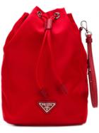 Prada Nylon Bucket Clutch - Red
