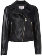Borbonese Classic Biker Jacket, Women's, Size: 40, Black, Leather/polyester