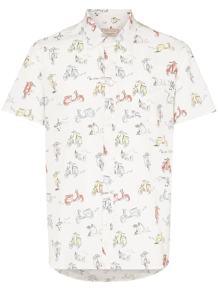 Maison Kitsuné Scooter Print Shirt - White