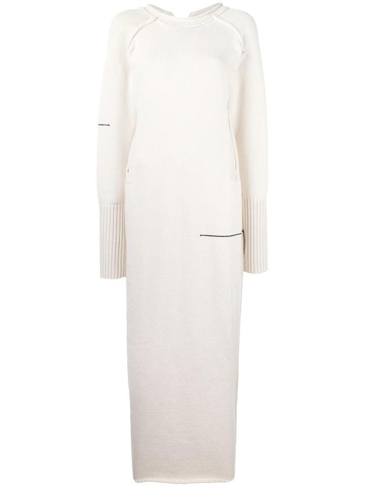 Longsleeved Knit Dress, Women's, Size: Small, White, Cotton, Yohji Yamamoto
