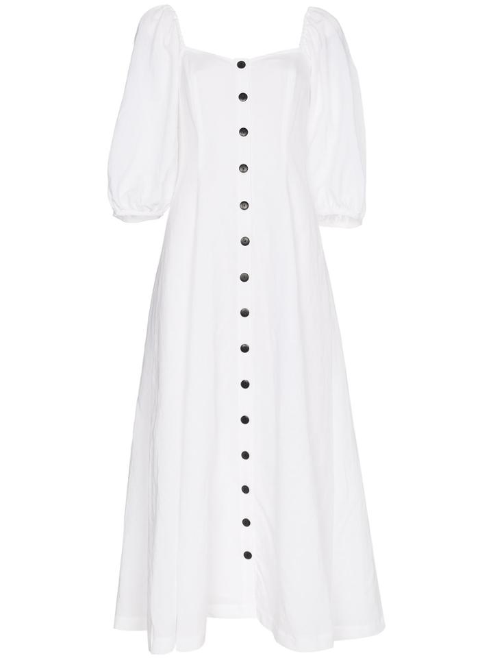 Mara Hoffman Mika Puff Sleeve Linen Blend Dress - White