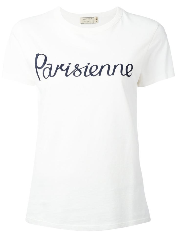 Maison Kitsuné 'parisienne' Print T-shirt, Women's, Size: Medium, White, Cotton