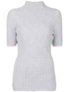 Victoria Beckham - Ribbed Detail Roll Neck Top - Women - Polyamide/spandex/elastane/viscose/virgin Wool - 6, Grey, Polyamide/spandex/elastane/viscose/virgin Wool
