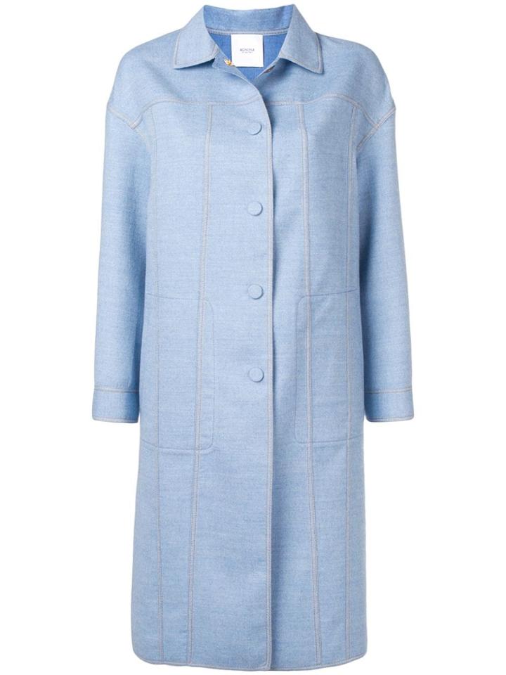 Agnona Single-breasted Fitted Coat - Blue