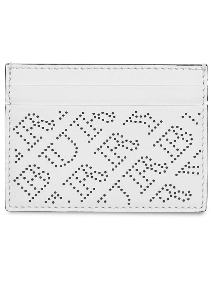 Burberry Perforated Logo Leather Card Case - White