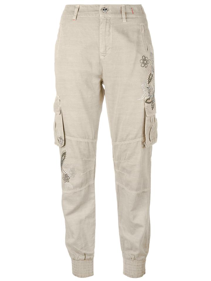 Twin-set - Studded Trousers - Women - Cotton/linen/flax/lyocell - 26, Women's, Nude/neutrals, Cotton/linen/flax/lyocell