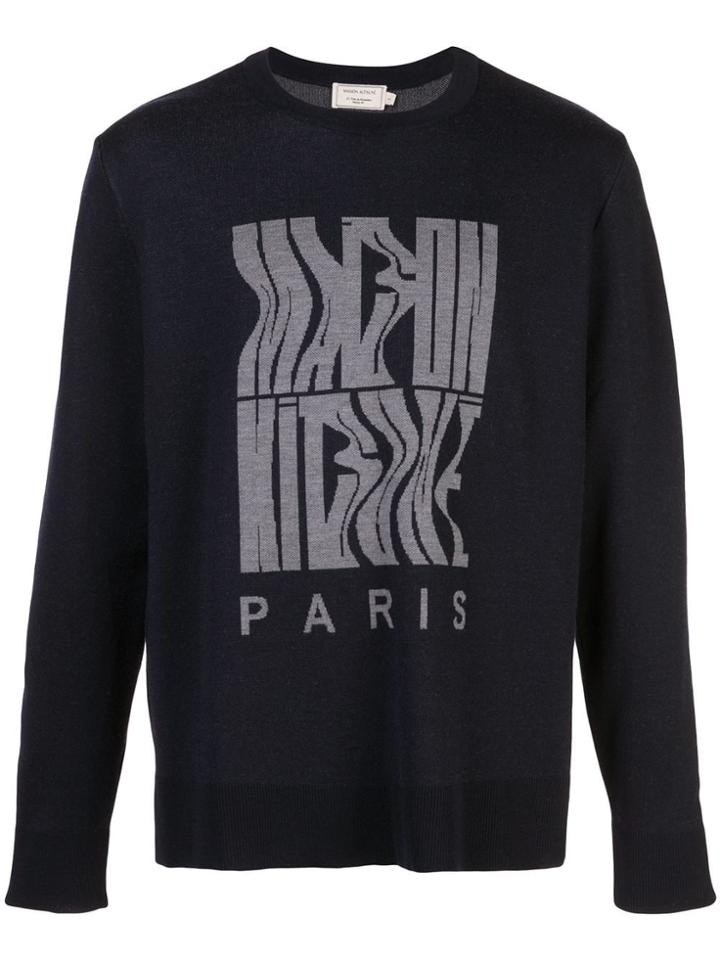 Maison Kitsuné Logo Knit Sweater - Blue